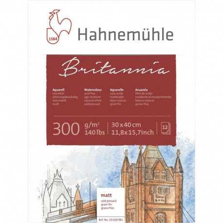 Hahnemühle Britannia akvarellipaber külmpressitud 30x40cm 300g 12 lehte