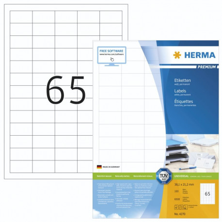 Herma sildid 38,1x21,2 100 lehte DIN A4 6500 tk 4270