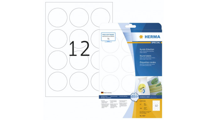Herma eemaldatavad ümmargused sildid 60 25 lehte DIN A4 300 tk 5067