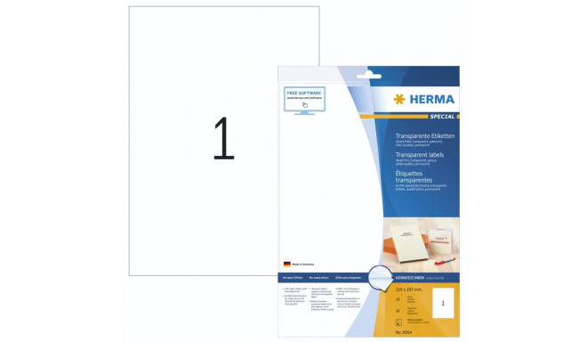 Herma läbipaistvad sildid 210x297 10 lehte DIN A4 10 tk 8964