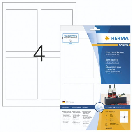 Herma pudelisilt inkjet 90x120 10 lehte DIN A4 40 tk 8882