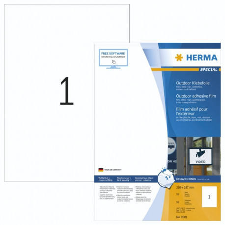 Herma välikasutuseks liimkile 9501 210x297 50 lehte 50 tk