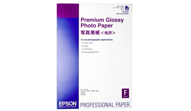 Epson Premium Glossy Photo Paper A2, 25 Sheet, 255g    S042091