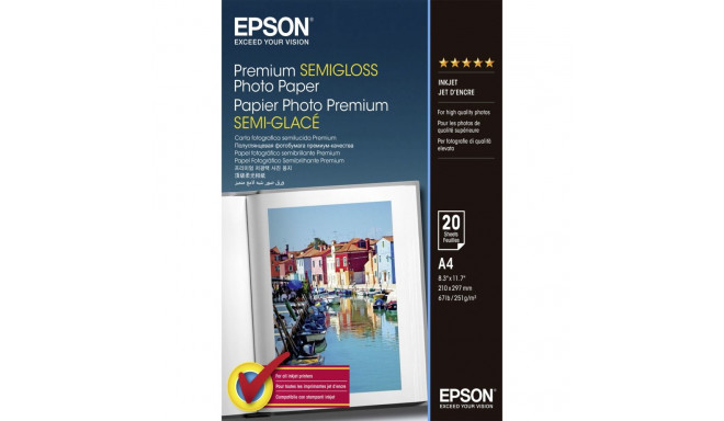 Epson Premium Poolmati Fotopaber A4, 251 g, 20 lehte, S041332