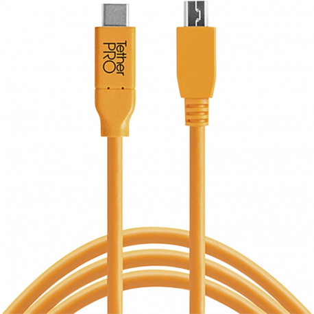 Tether Tools kaabel USB-C to 2.0 Mini B 5-Pin 4.60m, oranž