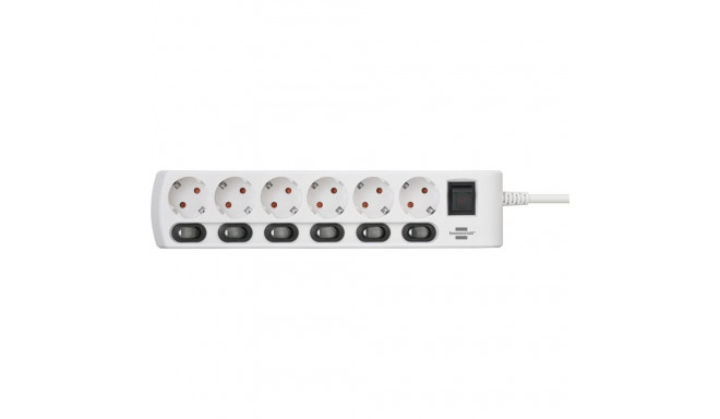Brennenstuhl Socket Line 6-kohaline 2 m lülitiga
