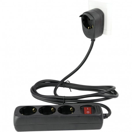 REV Multiple Socket Outlet 3+1-fold 2m + switch black