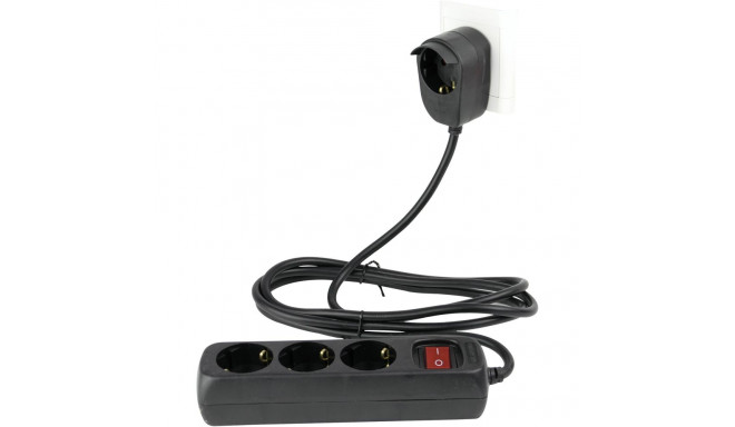 REV Multiple Socket Outlet 3+1-fold 2m + switch black