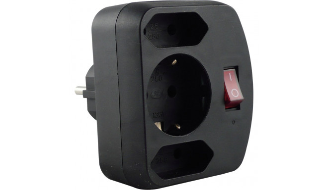 REV 3-fold Adapter w. switch black