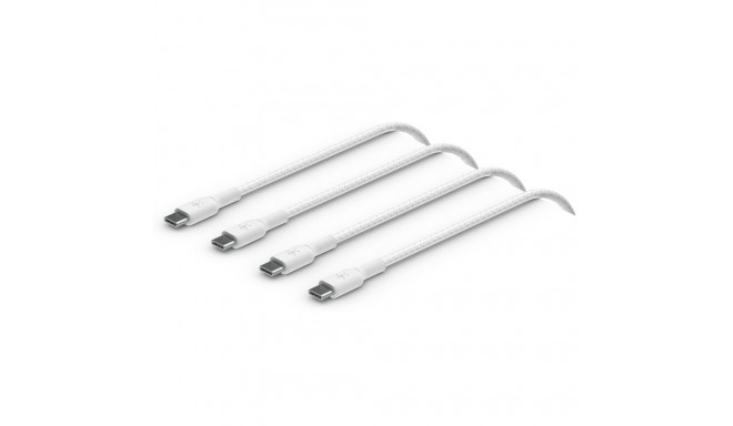 1x2 Belkin braided PVC Cable 1m USB-C/USB-C wh.  CAB004bt1MWH2PK