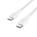 Belkin punutud USB-C/USB-C Kaabel 100W 3m valge CAB014bt3MWH