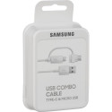 Samsung Andmesidekaabel Micro-USB-ilt USB-A-le koos USB-C Adapteriga valge