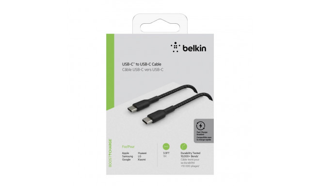Belkin USB-C/USB-C Kaabel 1m kaetud, must CAB004bt1MBK