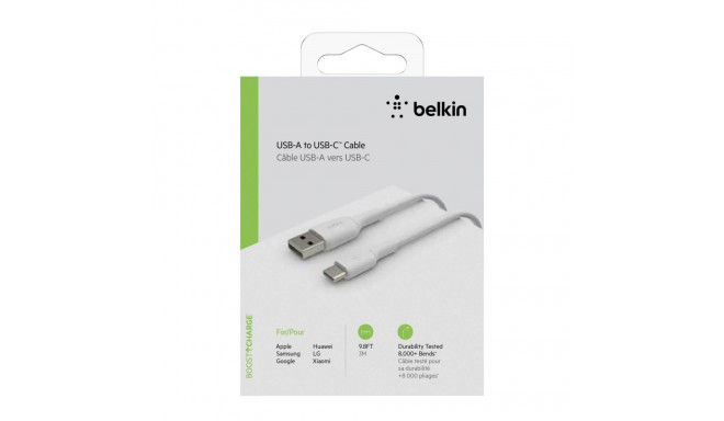 Belkin USB-C/USB-A kaabel 3m PVC, valge CAB001bt3MWH