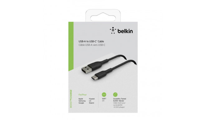 Belkin USB-C/USB-A kaabel 3 m PVC, must CAB001bt3MBK