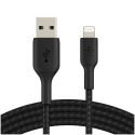 Belkin Lightning to USB-A kaabel 3m, punutud, MFi sertifikaadiga, must