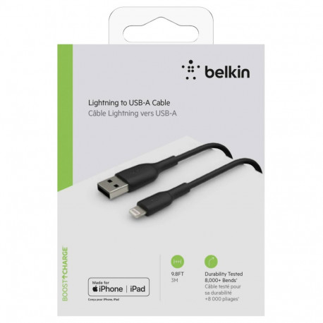 Belkin Lightning kaabel 3m, PVC, must, MFI sert.