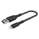 Belkin Lightning Kaabel 15cm, kaetud, MFi sertifikaadiga, must