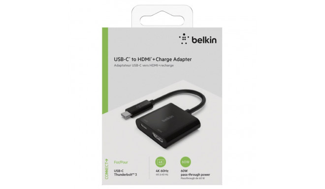 Belkin USB-C–HDMI-adapter 60W PD, must AVC002btBK