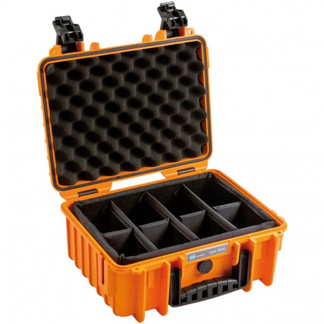 B&W Outdoor Case Type 3000 orange incl. divider system