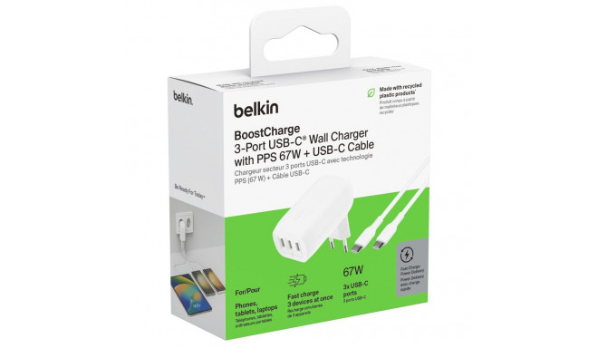 Belkin BOOST Charge USB-C 67W 3xUSB-C + kaabel WCC002vf2MWH-B6