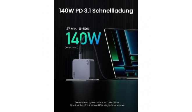 UGREEN Nexode Pro 160W GaN laadija USB-C kaabliga