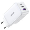 UGREEN Nexode USB-A+2*USB-C 65W GaN Tehnoloogia Kiirlaadija Valge