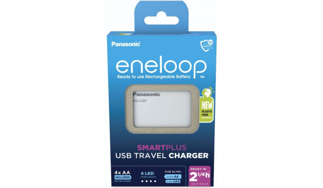 Panasonic Eneloop Smart Plus USB reiselaadija BQ-CC87 4xAA K-KJ87MCD40