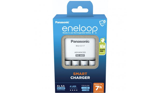 Panasonic Eneloop nutikas laadija BQ-CC17 koos 4xAA patareidega K-KJ17MCD40E
