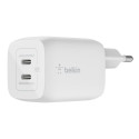 Belkin BOOST Charge 65W Kahe USB-C PD pordiga Laadija + 2 m Kaabel WCH013vf2MWH-B6