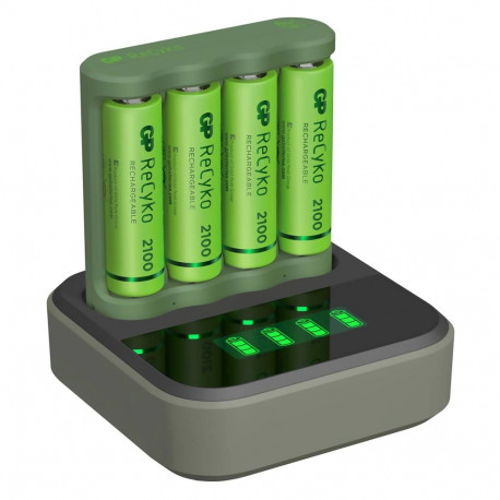 GP ReCyko B4D45 4-kordne LCD 4-porti dokk + 4x AA NiMh 2100mAh