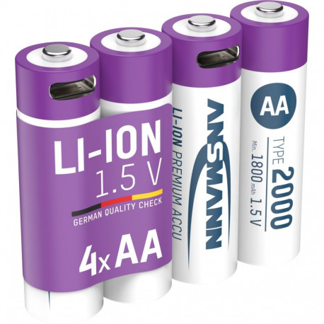 1x4 Ansmann liitiumaku Mignon AA 1800mAh + kaabel 1312-0036