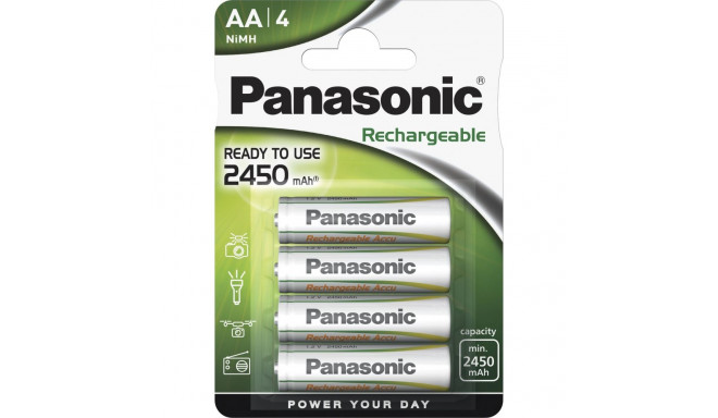 1x4 Panasonic laetav NiMH Mignon AA 2450 mAh Evolta aku