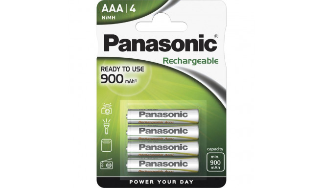 1x4 Panasonic NiMH Micro AAA 900 mAh aku
