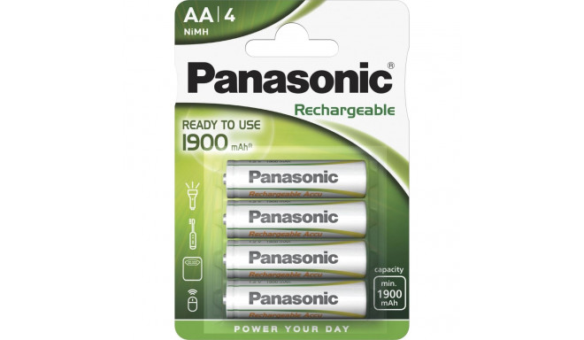1x4 Panasonic NiMH Mignon AA 1900 mAh kasutusvalmis akud