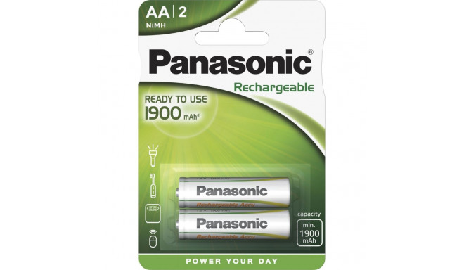 1x2 Panasonic Accu NiMH Mignon AA 1900 mAh Ready to Use