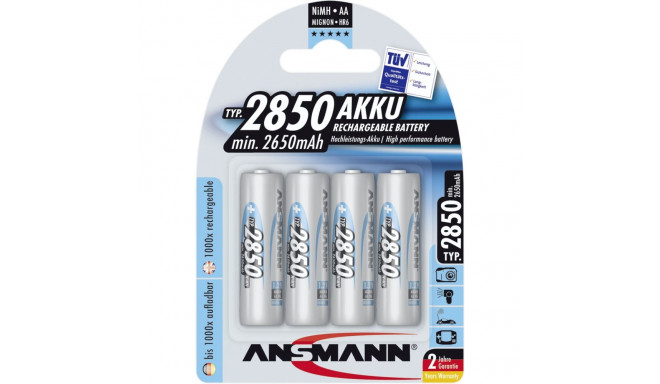 1x4 Ansmann NiMH rech. battery 2850 Mignon AA 2650 mAh