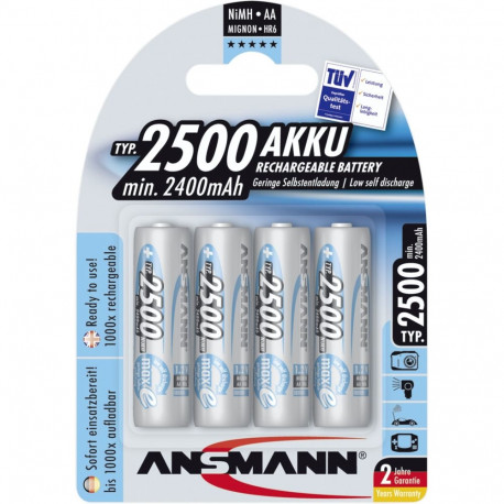 1x4 Ansmann maxE NiMH laetav aku 2500 Mignon AA 2400 mAh