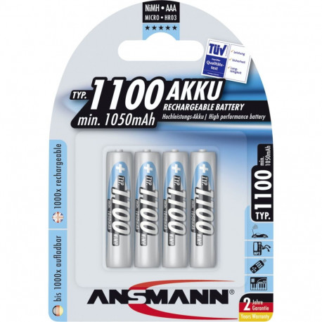 1x4 Ansmann NiMH laetav aku 1100 Micro AAA 1050 mAh