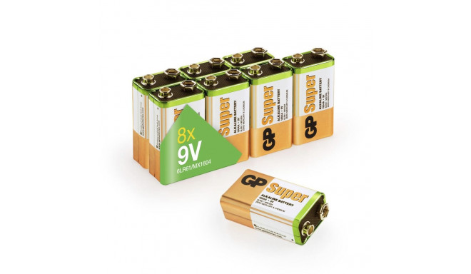 1x8 GP Super Alkaline 9V-Block 6LR61 Bulk Box      030E1604ALB8