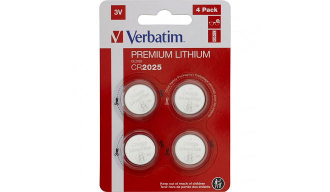 1x4 Verbatim CR 2025 Lithium battery 49532