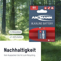 1x2 Ansmann Alkaline 9V-plokk punane seeria