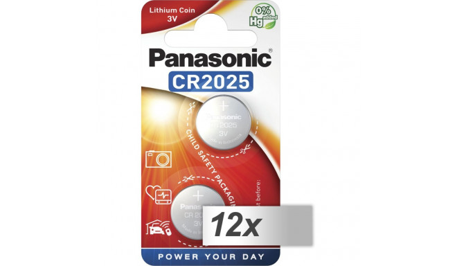 12x2 Panasonic CR 2025 Liitium Patarei VPE Sisemine Karp