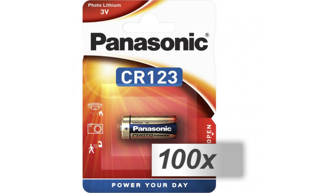 100x1 Panasonic Photo CR-123 A liitium VPE väliskarp