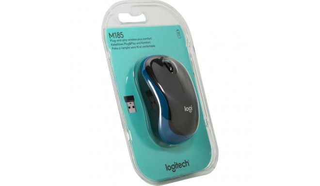 Logitech M 185 Cordless Notebook Mouse USB black / blue