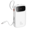 Baseus QPow 2 20000mAh 30W Power Bank with 2 Built-in USB-C Cables - White