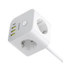 Baseus PowerCombo 7 in 1 Power Strip Cube, 3 AC + 3 x USB-A + 1 x USB-C 20W 1.5 m - white