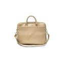 Guess Saffiano Script 16" Laptop Bag - Gold