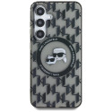 Case Karl Lagerfeld Button Karl&Choupette Heads On KL Pattern MagSafe Samsung Galaxy S25 black