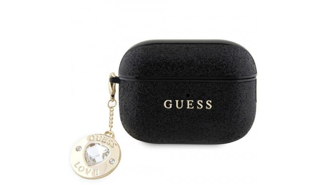 Guess GUAP2PGEHCDK case for AirPods Pro 2 cover - black Fixed Glitter Heart Diamond Charm